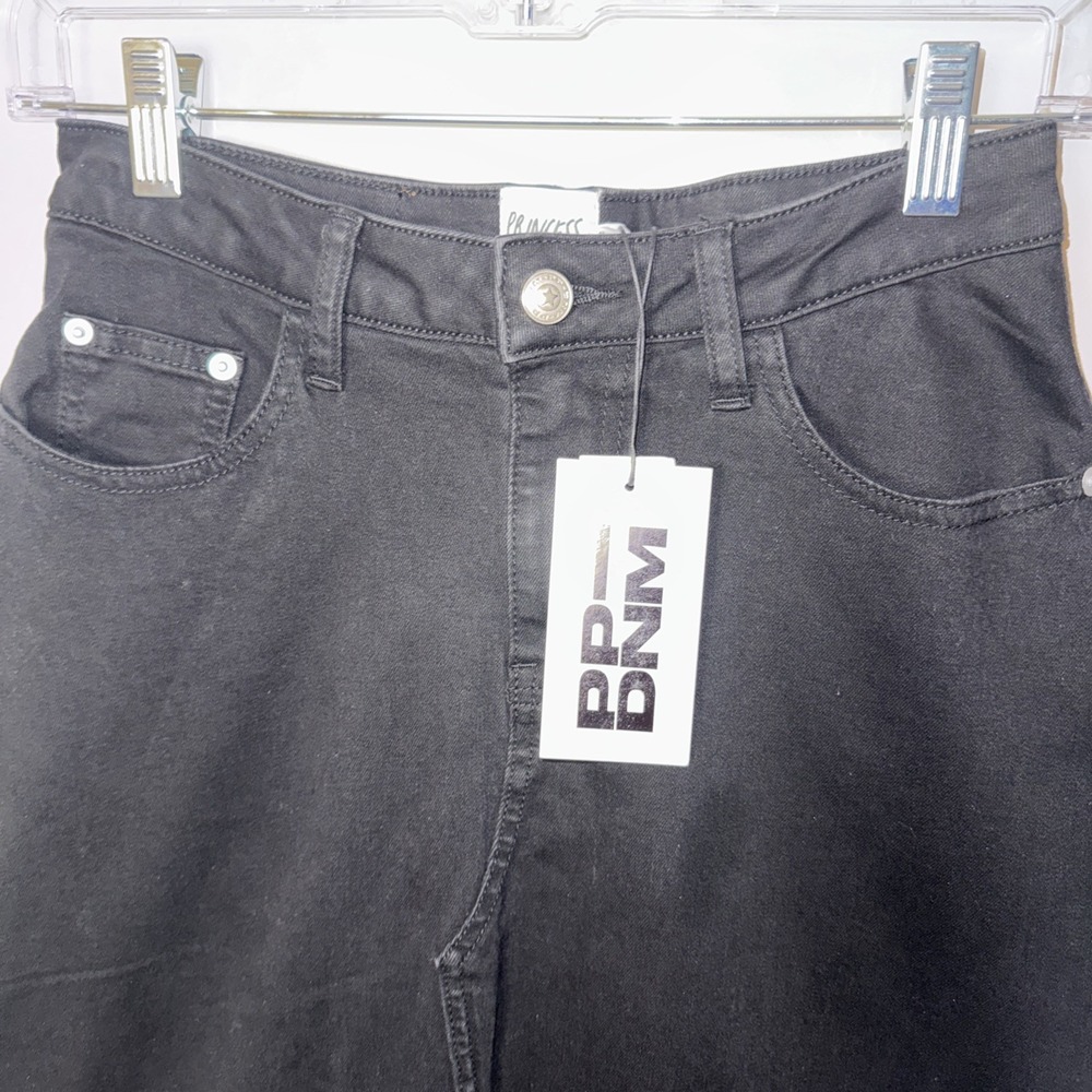 NWT Princess Polly Women's Batkins Maxi Skirt 4 Dark Wash Denim Front Slit Black - Picture 7 of 12